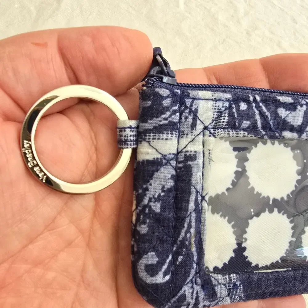 Vera Bradley Zip ID Case Navy Blue Paisley White - Picture 5 of 5